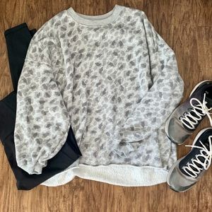 Aerie leopard print crew sweatshirt